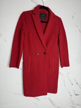 J.CREW Women’s Daphne Wool Boiled Textured Topcoat Red Italian Size 00 Preppy